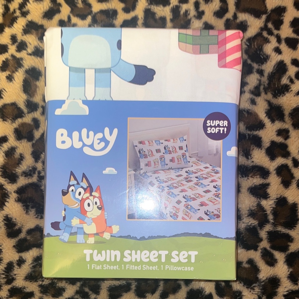 Bluey Twin Sheet Set - Blue & White Kids Bedding